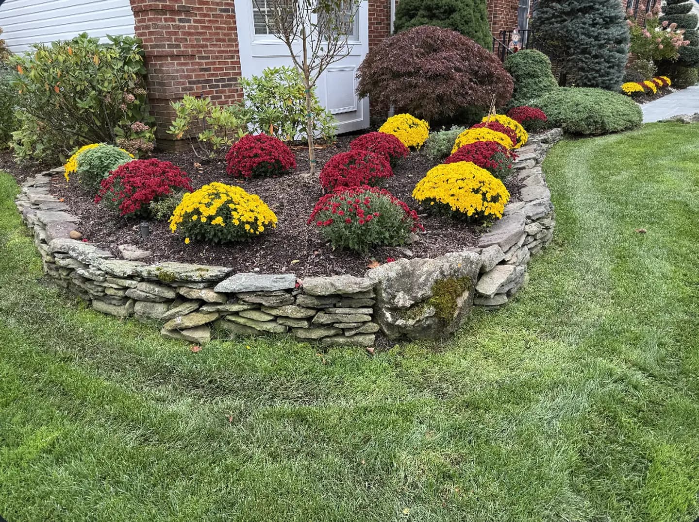 Fieldstone Planter with Fall Color